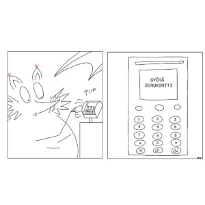 Kettu Koistinen maksaa ostoksia, mutta maksupääte vaatii syöttämään sirukortin