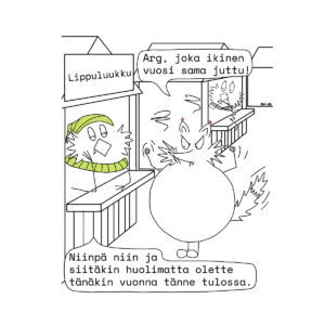 Kettu Koistinen raivoaa Pöllö Tuppuraiselle Pöllö Rockin lippuluukulla